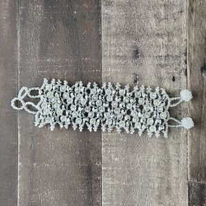 White and Silve Hand Beaded Bracelet